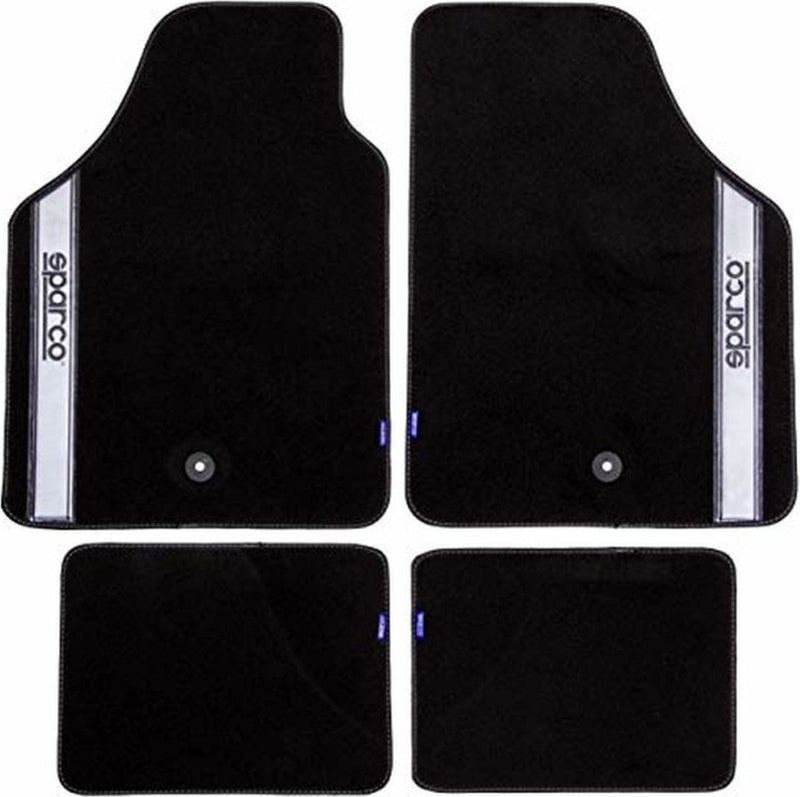 Sparco automatten universeel set van 4 - stof - zwart met grijs