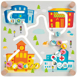Classic world houten sorteerspel educatief bord stad en afval scheiden. - afbeelding 1