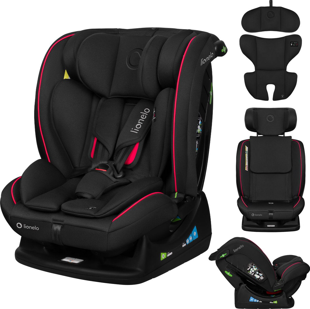 Lionelo aart i-size autostoel – voor kinderen 40-150 cm – 4in1 groep 0-1-2-3 – i-size r129 – voor- en achterwaarts (rwf tot 105 cm) – montage met autogordel – memory foam hoofdsteun – 13-standen – comfortinzet – wasbare hoes
