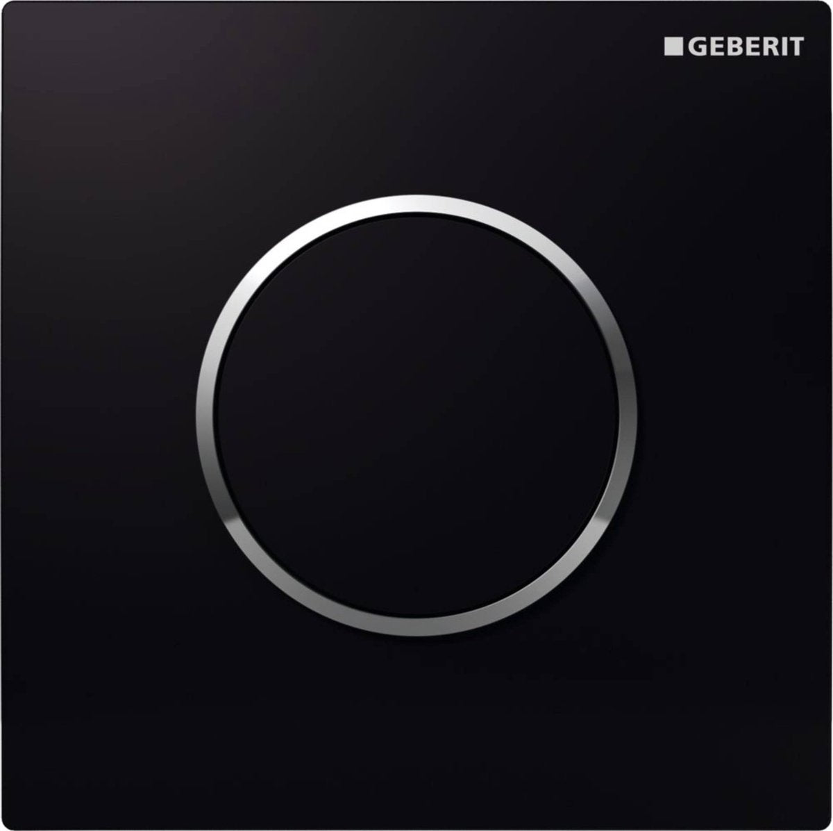 Geberit type10 urinioir bedieningsplaat - pneumatisch - ronde knop - zwart glans chroom