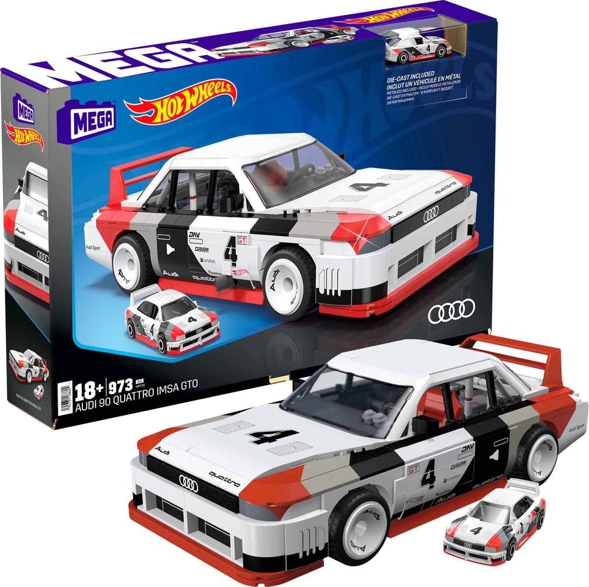 Mega showcase hot wheels audi 90 quattro imsa gto - 973 onderdelen