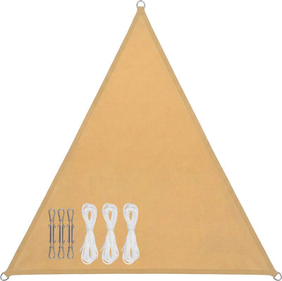 Abbey camp schaduwdoek - pes - 3.6x3.6x3.6m - zand - zonnedoek - rvs ringen - sunshade