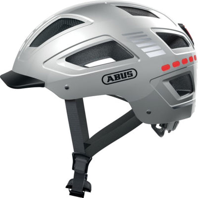 Abus fietshelm hyban 2.0 led signal silver m - 52-58 cm - zilver - geschikt voor gebruik op elektrische fietsen - stadsfietsen - 400 g