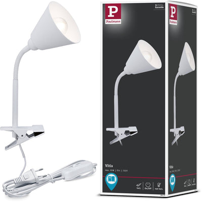 Paulmann klemlamp vitis flexarm snoerschakelaar wit 230v e14