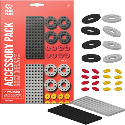 Plus-plus basic bouwplaat grijs zwart klein en wielen 26 delige bouwset - 3965 - bouwspeelgoed - constructiespeelgoed - set met bouwstenen - vanaf 5 jaar