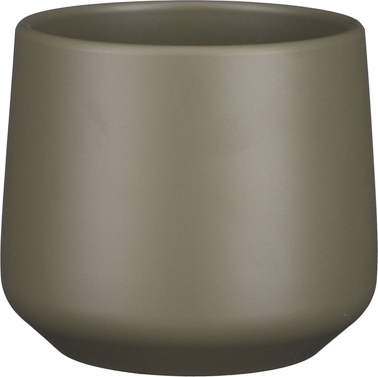 Mica decorations bloempot plantenpot - mat donkergroen - h14 d15,5 cm - keramiek - voor kamerplant