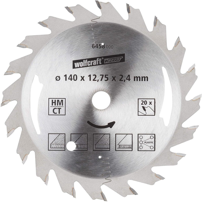 Wolfcraft - cirkelzaagblad 140x12,75mm - 20 tanden - zaagblad voor cirkelzaag - serie zilver - 6458000