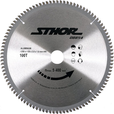 Sthor cirkelzaagblad ø250mm - 100t -binnendiameter 30 mm - voor aluminium