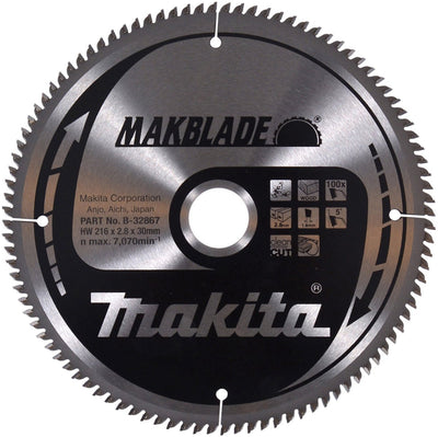 Makita accessoires makita afkortzaagblad voor hout | makblade | ø 216mm asgat 30mm 100t - b-32867
