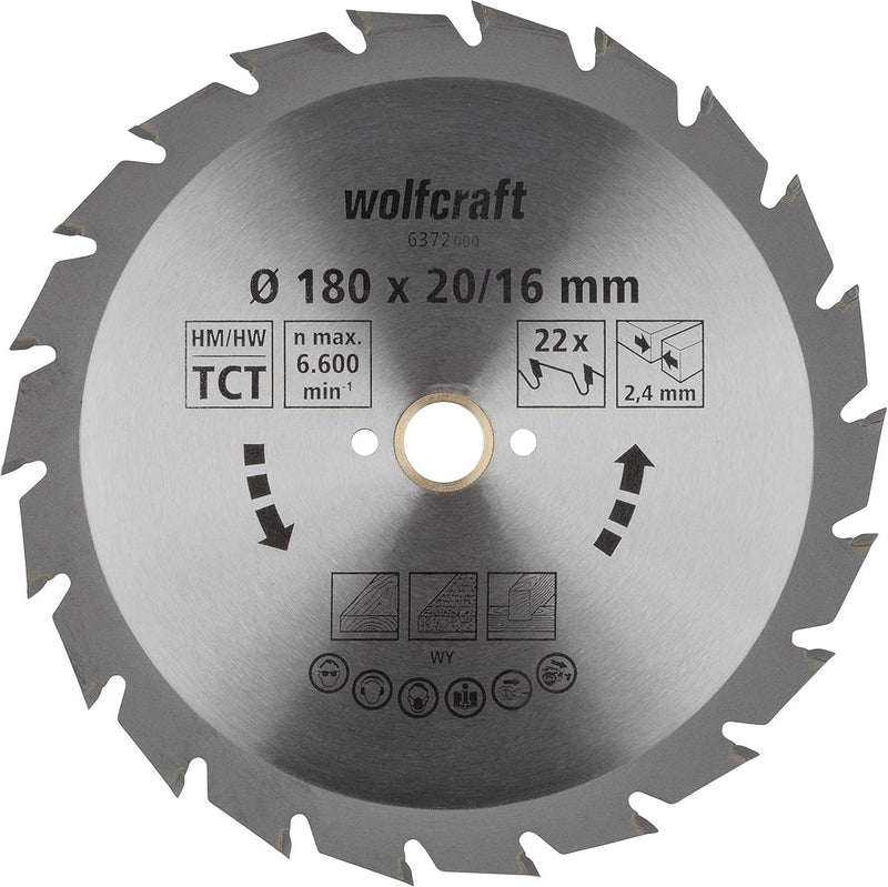 Wolfcraft - cirkelzaagblad 180x20mm - 22 tanden - zaagblad voor cirkelzaag - serie groen - 6372000