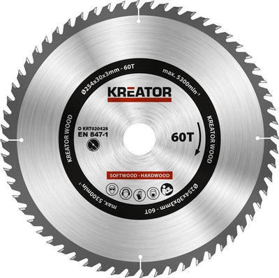 Kreator krt020428 zaagblad hout 254 mm -60t
