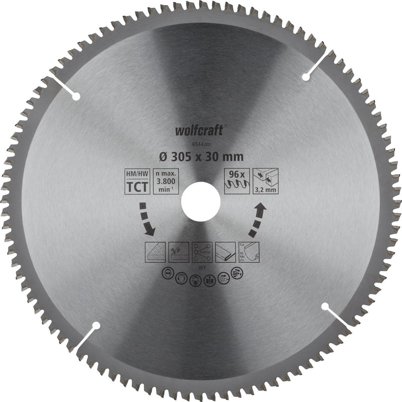 Wolfcraft - zaagblad 305x30mm voor afkortzaag - 96 tanden - verstekzaag - serie lila - 6544000