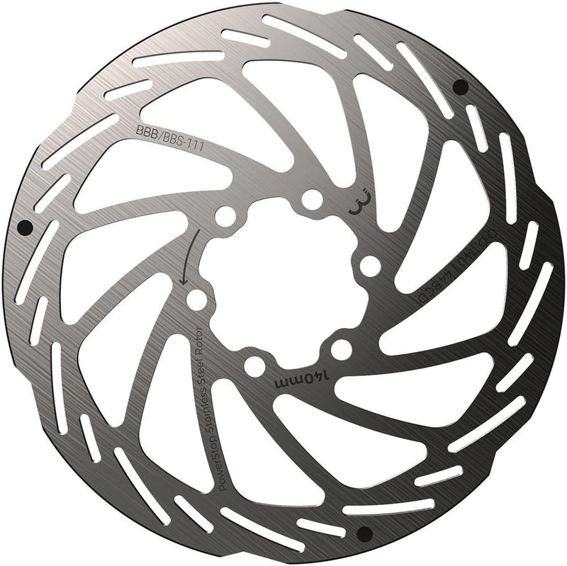 Bbb cycling schijfrem powerstop 6-gaats remschijf bbs-111 - zilver - 140 mm