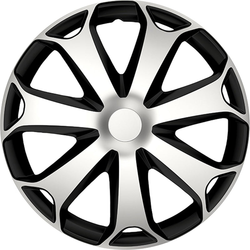 Carpoint wieldoppenset mega 15 inch zwart zilver 4 stuks
