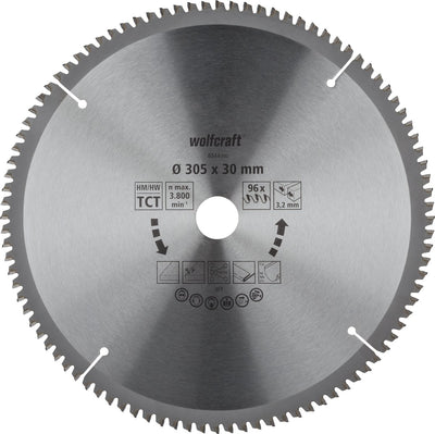 Wolfcraft - zaagblad 305x30mm voor afkortzaag - 96 tanden - verstekzaag - serie lila - 6544000