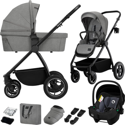 Lionelo meril 3in1 kinderwagen - buggy – xl reiswieg, wandelwagen adac-gecertificeerd autostoeltje – all-terrain wielen – compleet accessoireset – upf50+