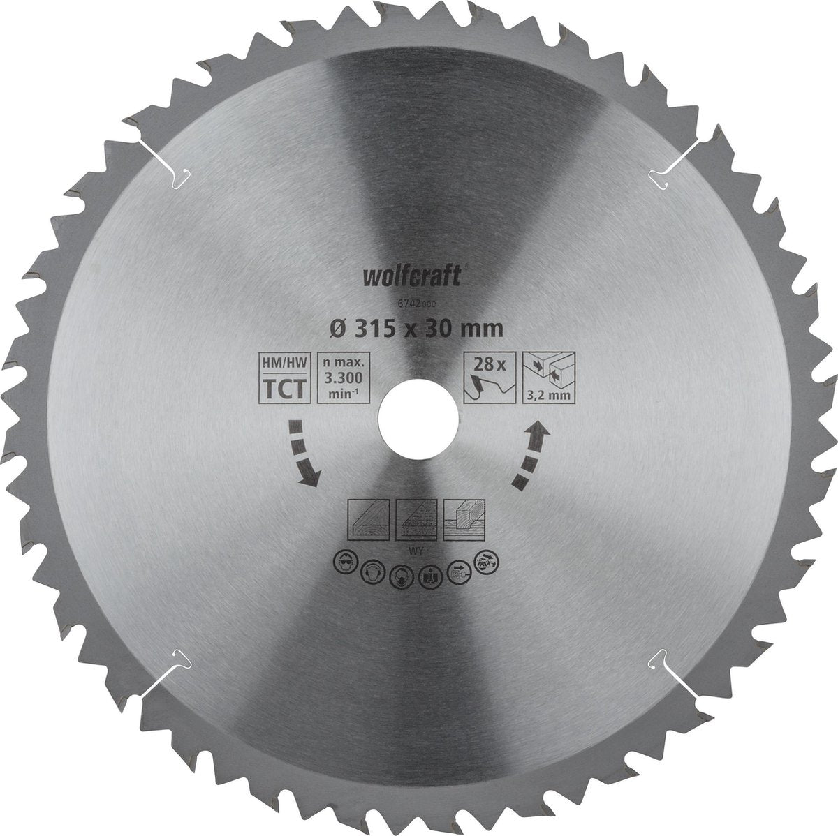 Wolfcraft - zaagtafel cirkelzaagblad 315x30mm - 28 tanden - zaagblad voor tafelzaag - 6742000
