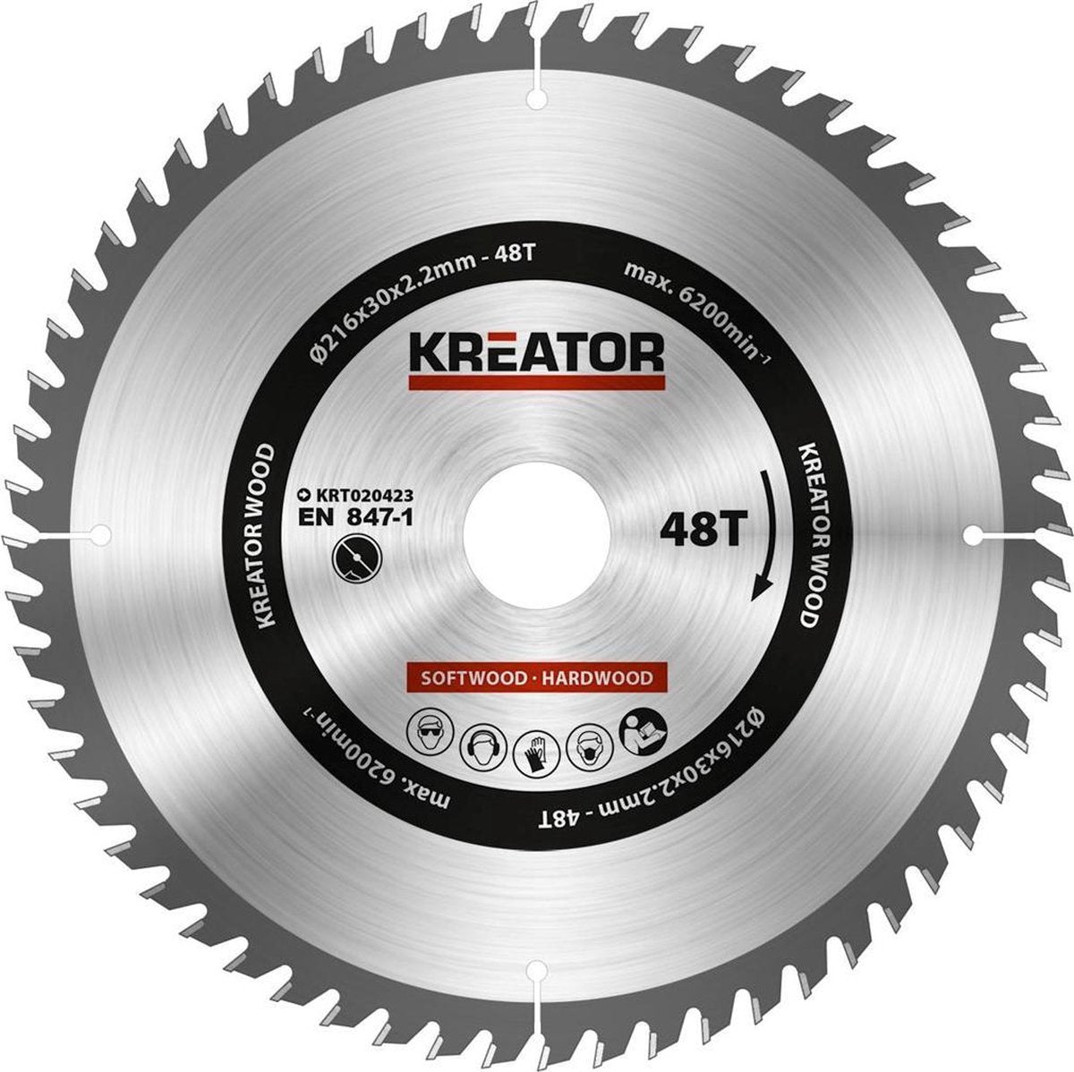 Kreator krt020423 zaagblad hout 216 mm - 48t