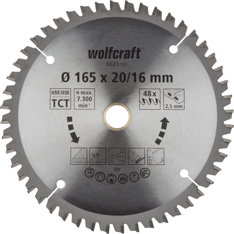 Wolfcraft - cirkelzaagblad 165x20mm - 48 tanden - zaagblad voor cirkelzaag - serie lila - 6621000