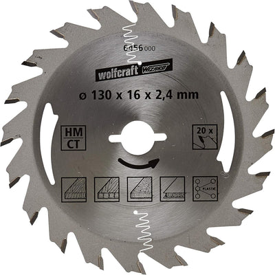 Wolfcraft - cirkelzaagblad 130x16mm - 20 tanden - zaagblad voor cirkelzaag - serie zilver - 6456000