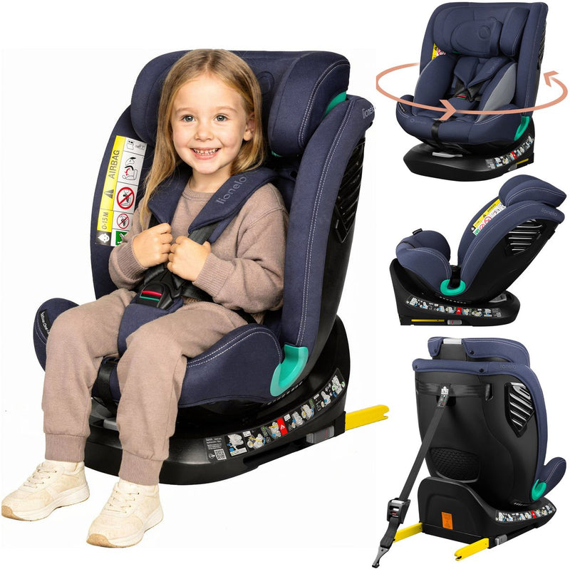 Lionelo bastiaan one i‑size autostoel – 4-in-1 isofix top tether – achterwaarts voorwaarts – 360° draaibare easyturn basis – verstelbare hoofdsteun memory foam – 40–150 cm – lange gebruik hoog veiligheidsniveau