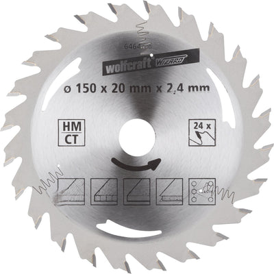 Wolfcraft - cirkelzaagblad 150x20mm - 24 tanden - zaagblad voor cirkelzaag - serie zilver - 6464000