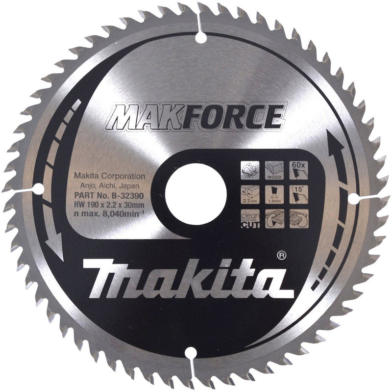 Makita accessoires makita cirkelzaagblad voor hout | makforce | ø 190mm asgat 30mm 60t - b-32390
