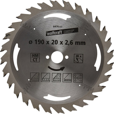 Wolfcraft - cirkelzaagblad 190x20mm - 28 tanden - zaagblad voor cirkelzaag - serie zilver - 6476000