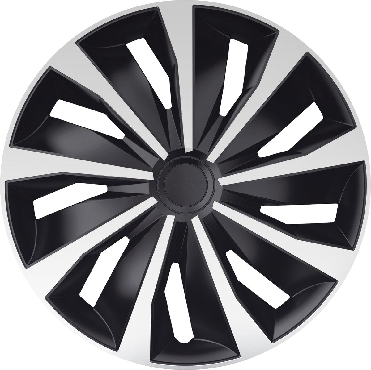Carpoint wieldoppenset grip 14 inch zwart zilver 4 stuks