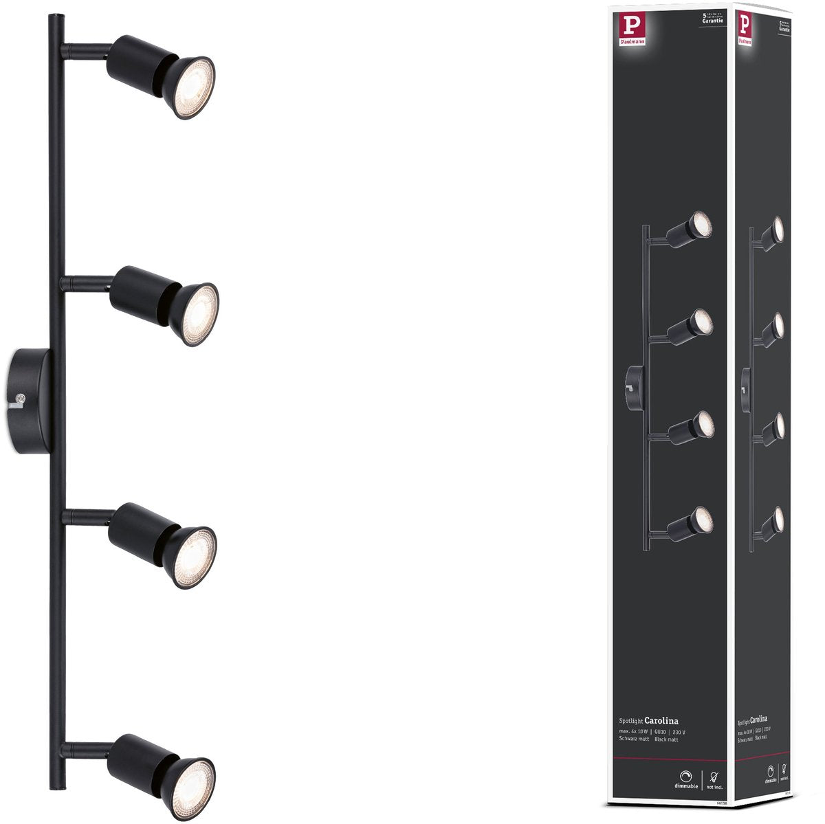 Paulmann spotlight carolina gu10 230v max. 4x10w dimbaar zwart mat
