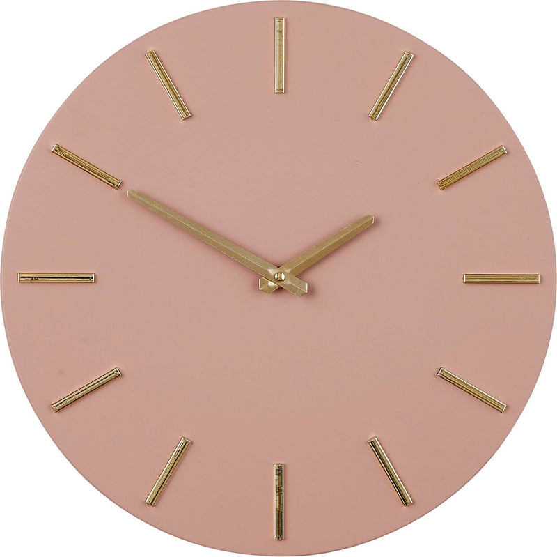 Mica decorations wandklok - roze goud - d36 cm - aluminium - muur klok - rond