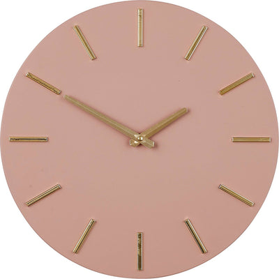 Mica decorations wandklok - roze goud - d36 cm - aluminium - muur klok - rond