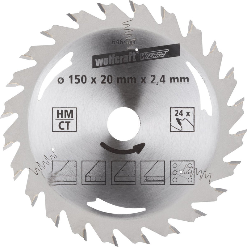 Wolfcraft - cirkelzaagblad 150x20mm - 24 tanden - zaagblad voor cirkelzaag - serie zilver - 6464000
