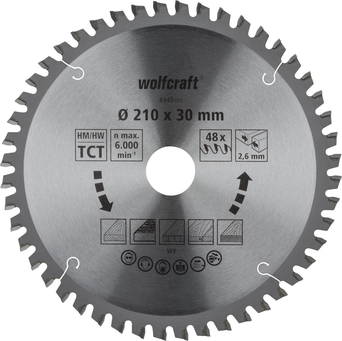 Wolfcraft - zaagblad 210x30mm voor afkortzaag - 48 tanden - verstekzaag - serie oranje - 6545000