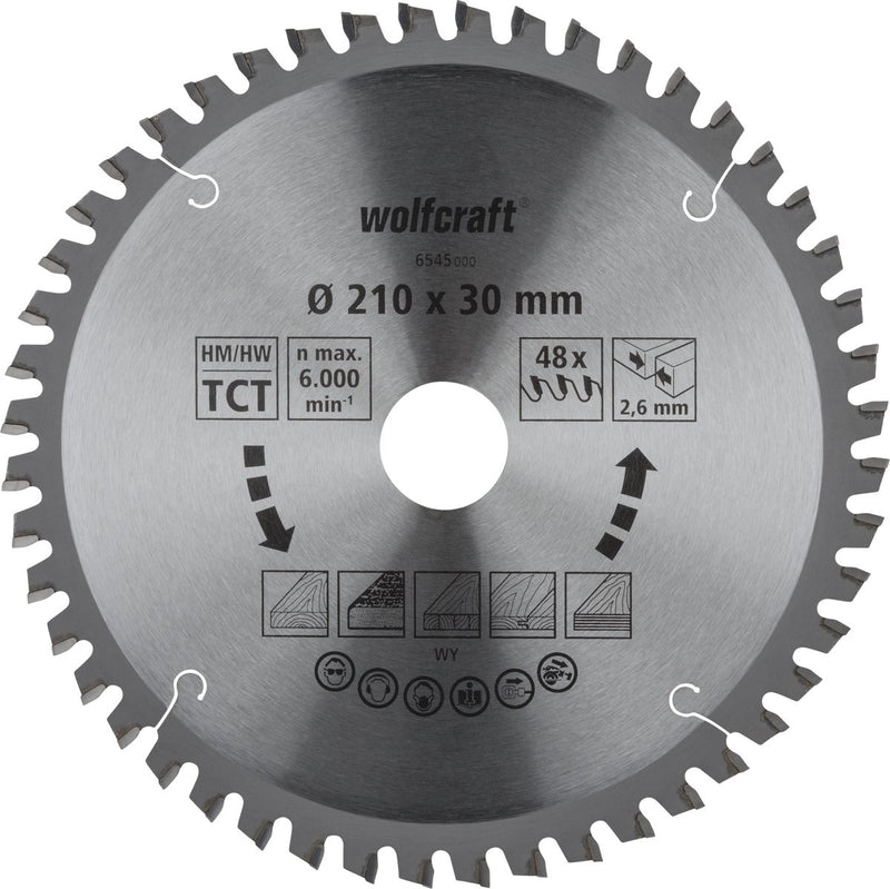 Wolfcraft - zaagblad 210x30mm voor afkortzaag - 48 tanden - verstekzaag - serie oranje - 6545000