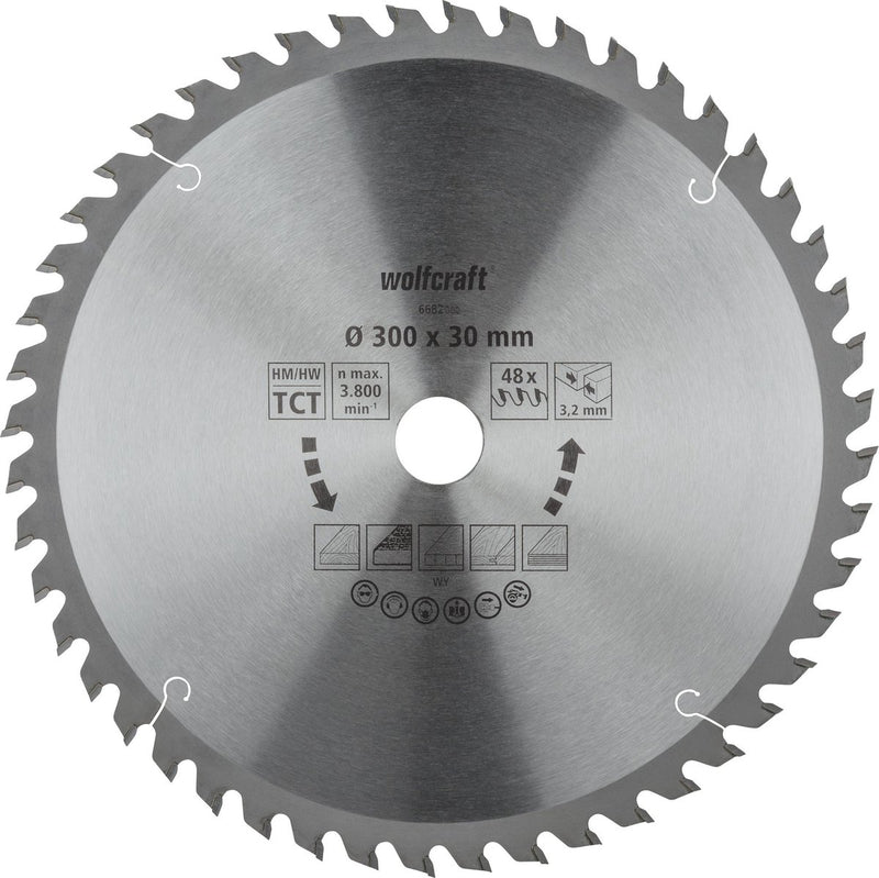 Wolfcraft - zaagtafel cirkelzaagblad 300x30mm - 48 tanden - zaagblad voor tafelzaag - 6682000