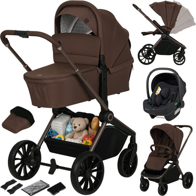 Lionelo mika plus - kinderwagen 3in1 - xxl set - incl. i-size autostoel - veelzijdig en jaarrond - grote wielen - tot 22kg - bediening met een hand - voor alle soorten terrein - accessoireset