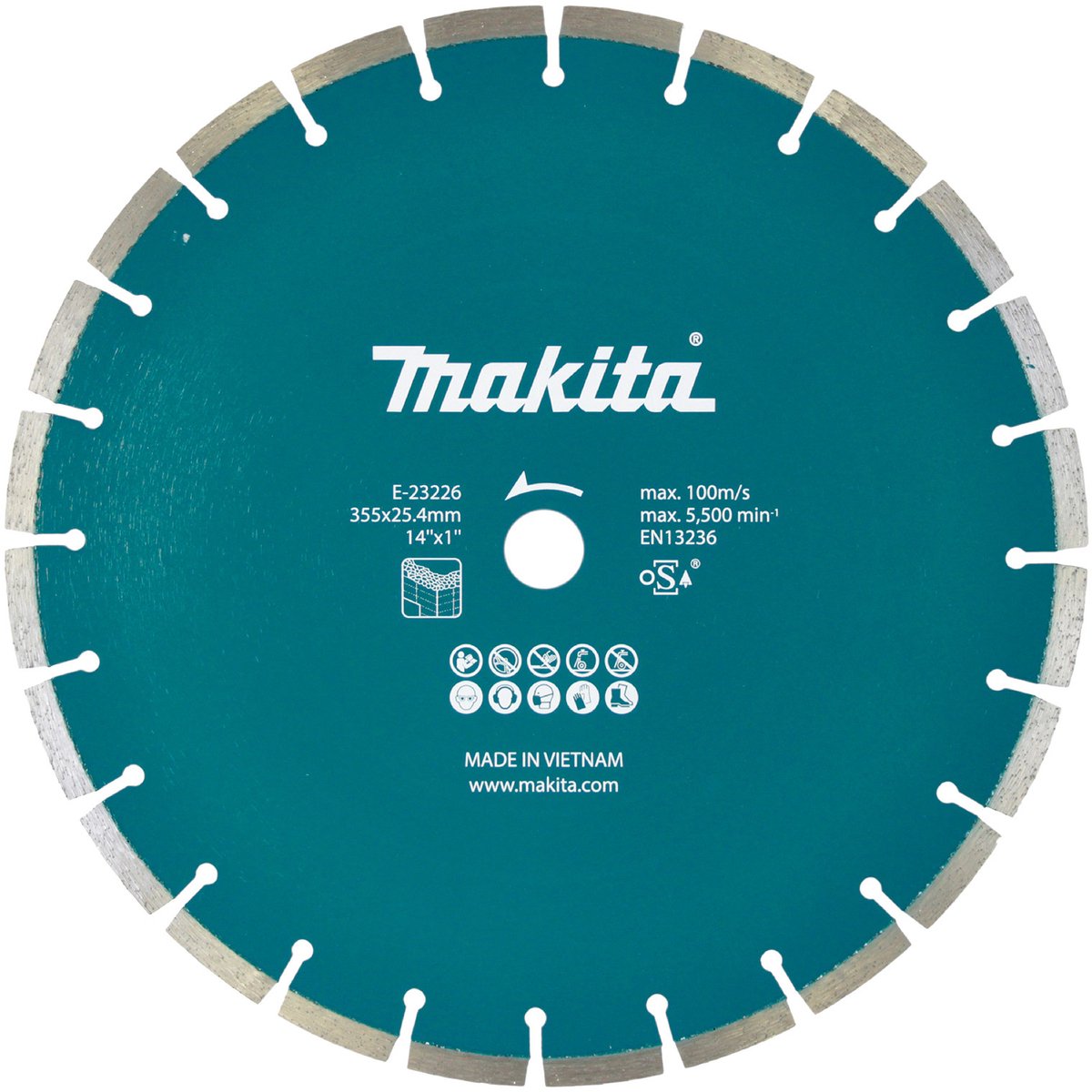 Makita e-23226 diamanten doorslijpschijf diameter 355 mm boordiameter 25.4 mm 1 stuk(s)