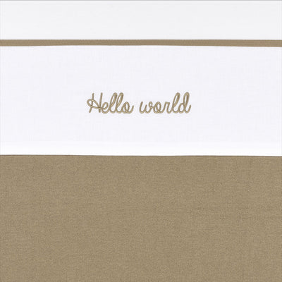 Meyco baby hello world ledikant laken - taupe - 100x150cm - 0.3 tog