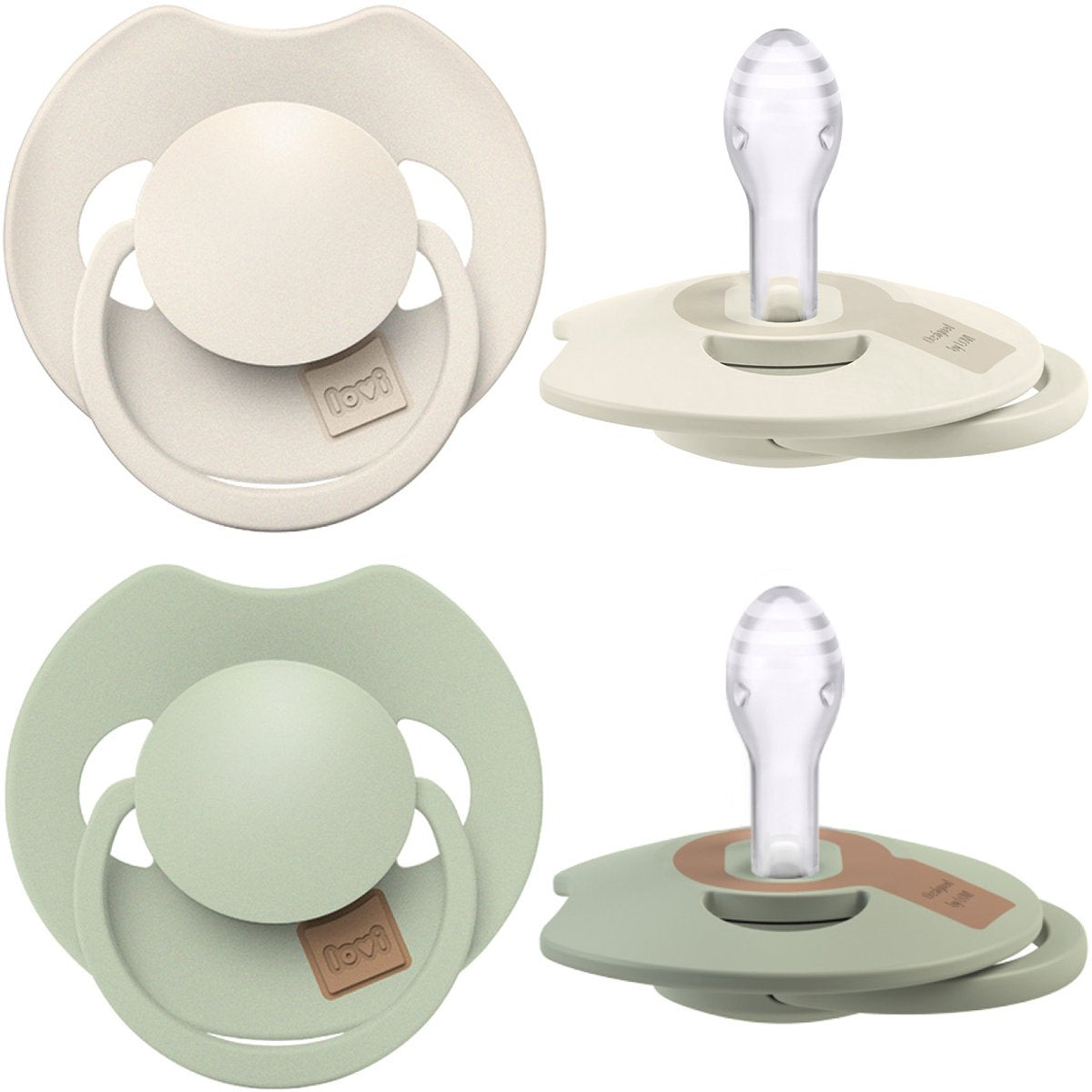 Difrax lovi fopspeen dynamisch - prime - 0 tot 6 maanden - beige lichtgroen - 2 stuks
