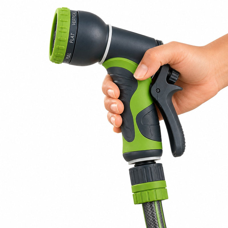 Kinzo spuitpistool tuinslang - spray gun met 8 functies - tuinsproeier voor besproeien en reiniging - verstelbare waterstraal - groen en zwart