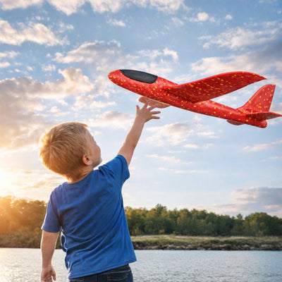 Eddy toys zweefvliegtuig glider - werpvliegtuig ca. 46x49x12 cm - lichtgewicht buitenspeelgoed - 1 willekeurige kleur
