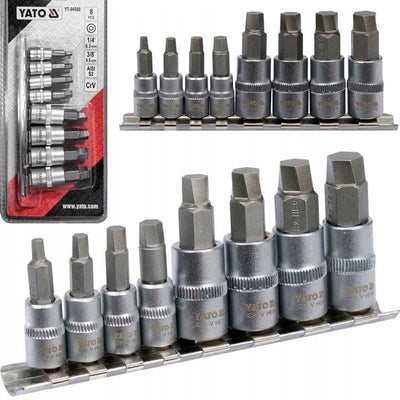 Yato yt-04580 serie - hex bit set - spiralvormig - 8-delig - 1 4 en 3 8 inch