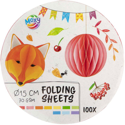Merkloos sans marque vouwblaadjes rond 15cm, 100 vellen 10 kleuren