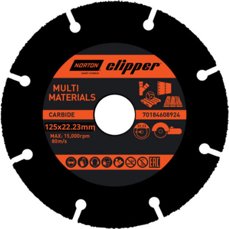 Norton clipper multi materials - carbide doorslijpschijf - 125mm - voor de haakse slijper