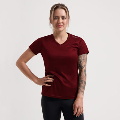 Rogelli promo hardloopshirt dames - korte mouwen - bordeaux - l