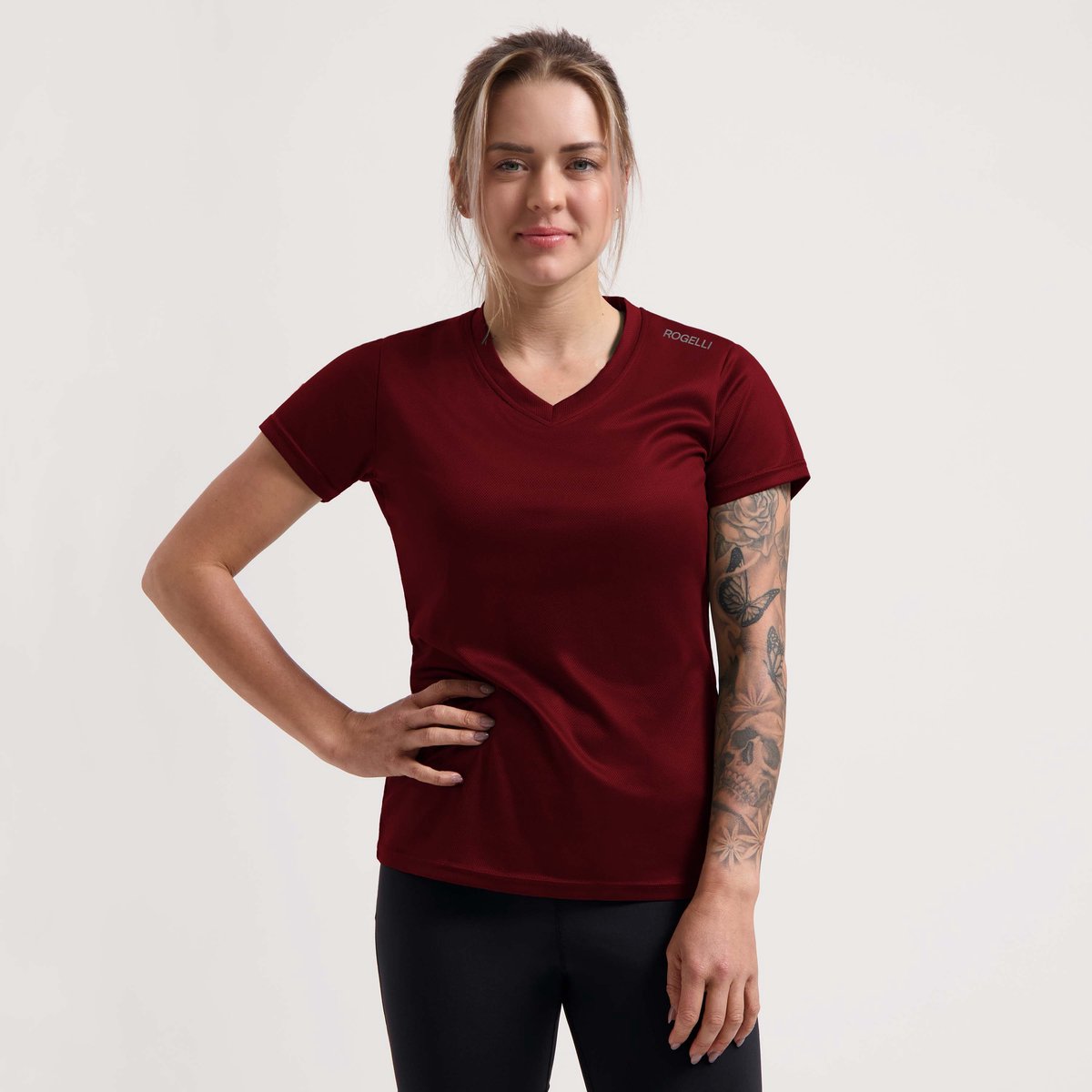 Rogelli promo dames hardloopshirt - korte mouw - bordeaux