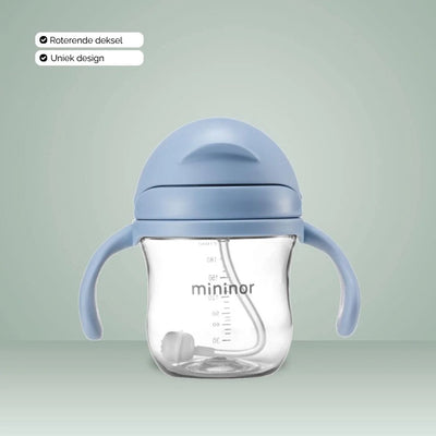 Mininor no-spill rietjesbeker - nordic sky - 220 ml - anti-lek - variabele flow