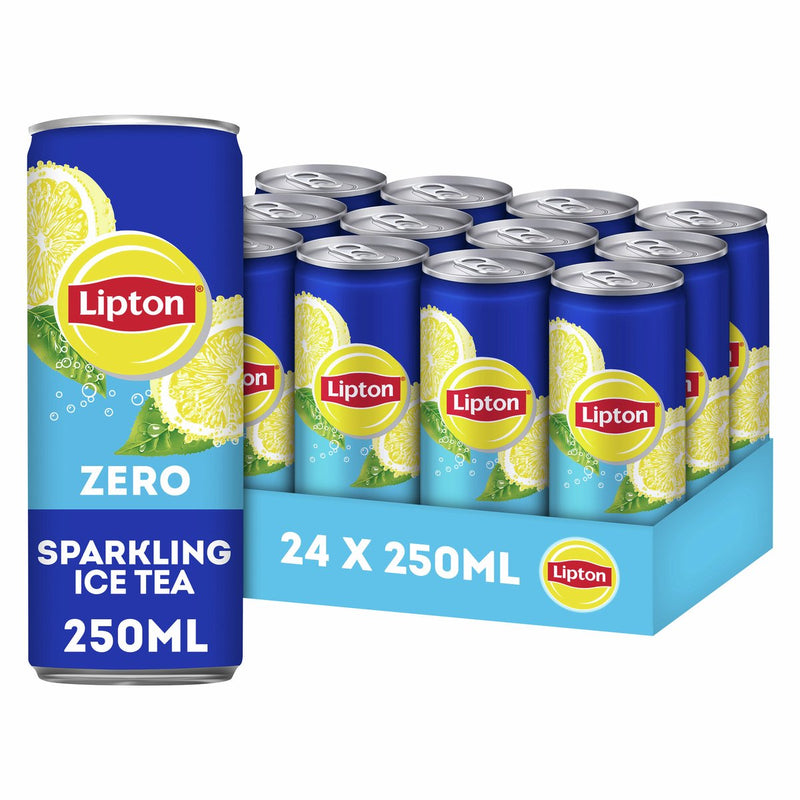 Lipton ice tea blik - sparkling zero - zonder suiker - 24 x 250 ml - voordeelverpakking