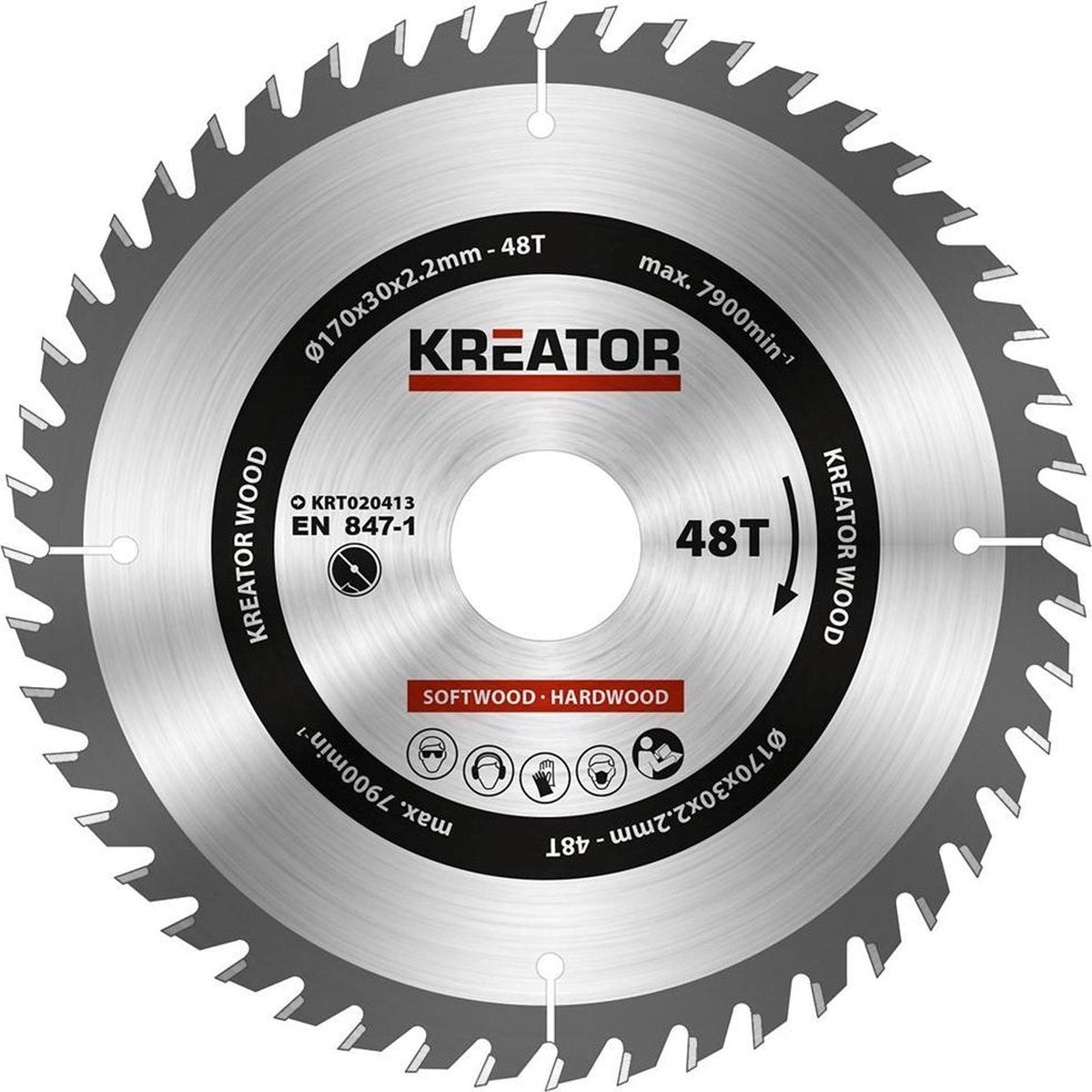 Kreator krt020413 zaagblad hout 170 mm - 48t
